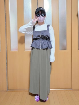 「アイテム（ニット/セーター）」を使った、テソ子さん（キッズ・151cm）の秋コーディネート