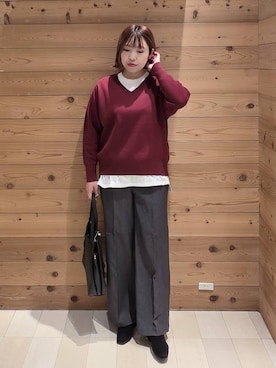 「体型カバー」｜「アイテム（チェスターコート）」を使った、テソ子さん（レディース・162cm）の冬コーディネート