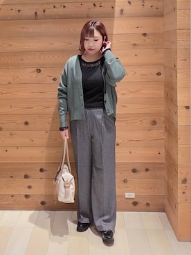 「アイテム（タンクトップ）」を使った、テソ子さん（レディース・162cm・30代）の秋コーディネート