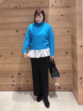 「ハグミーニット_GLOBALWORK」｜テソ子さん（レディース・162cm）の冬コーディネート