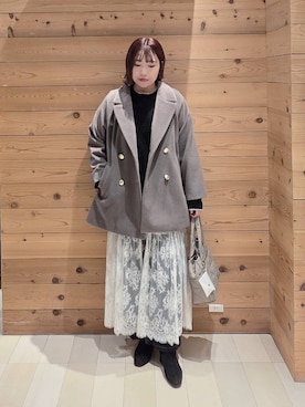 「体型カバー」｜「アイテム（チェスターコート）」を使った、テソ子さん（レディース・162cm）の冬コーディネート