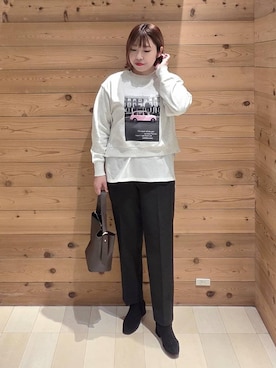 「GLOBAL WORK（グローバルワーク）のあったかウツクシルエットテーパードパンツ/575203（その他パンツ）」を使った、テソ子さん（レディース・162cm）の秋コーディネート