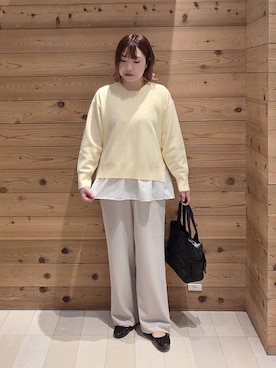 「GLOBAL WORK（グローバルワーク）のらくっション撥水バレエ/135873（バレエシューズ、ブラック系）」を使った、テソ子さん（レディース・162cm）の春コーディネート