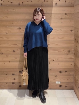 「アイテム（チェスターコート）」を使った、テソ子さん（レディース・162cm）の秋コーディネート