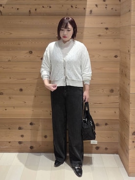 「GLOBAL WORK（グローバルワーク）のGOODデニムバギーパンツ/498388（デニムパンツ）」を使った、テソ子さん（レディース・162cm）の秋コーディネート
