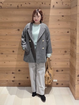 「アイテム（チェスターコート）」を使った、テソ子さん（レディース・162cm）の秋コーディネート