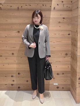 「GLOBAL WORK（グローバルワーク）のアイテム（ノーカラージャケット）」を使った、テソ子さん（レディース・162cm）の冬コーディネート