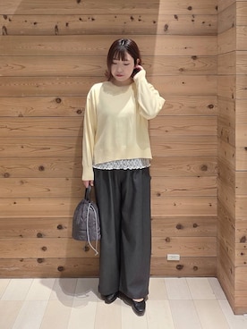 「GLOBAL WORK（グローバルワーク）のらくっション撥水フィットパンプス/135895（パンプス、ブラック系）」を使った、テソ子さん（レディース・162cm）の春コーディネート