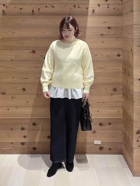 「GLOBAL WORK（グローバルワーク）のアイテム（デニムパンツ）」を使った、テソ子さん（レディース・162cm）の冬コーディネート