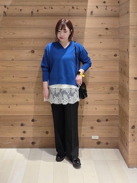 「GLOBAL WORK（グローバルワーク）のエアかる厚底ローファー/136031（ローファー、ブラック系）」を使った、テソ子さん（レディース・162cm）の春コーディネート