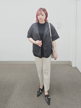 「GLOBAL WORK（グローバルワーク）のウツクシルエットDRYテーパードパンツ/289056（その他パンツ）」を使った、テソ子さん（レディース・162cm・30代）の夏コーディネート