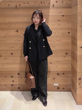「GLOBAL WORK（グローバルワーク）のGOODデニムバギーパンツ/498388（デニムパンツ）」を使った、テソ子さん（レディース・162cm）の秋コーディネート