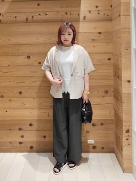 「GLOBAL WORK（グローバルワーク）のアイテム（ジャケット/アウター）」を使った、テソ子さん（レディース・162cm）の夏コーディネート