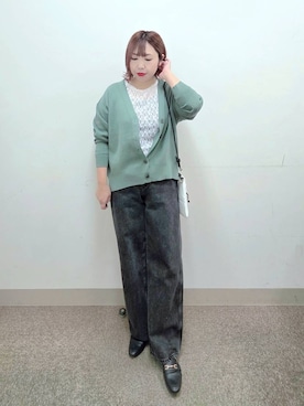 「アイテム（タンクトップ）」を使った、テソ子さん（レディース・162cm・30代）の秋コーディネート