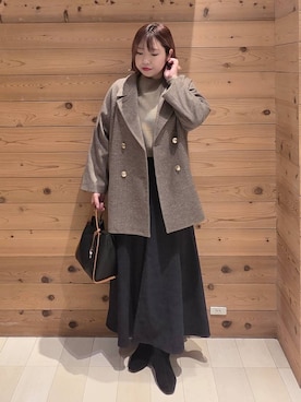 「アイテム（チェスターコート）」を使った、テソ子さん（レディース・162cm・30代）の秋コーディネート