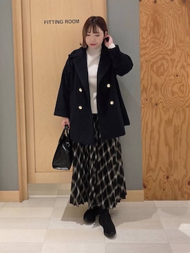 「体型カバー」｜「アイテム（チェスターコート）」を使った、テソ子さん（レディース・162cm）の冬コーディネート