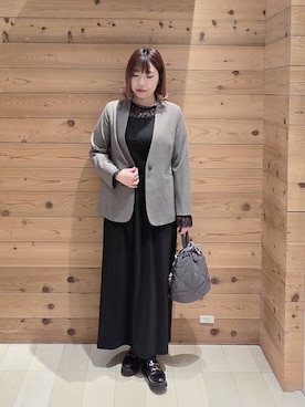 「GLOBAL WORK（グローバルワーク）のアイテム（ノーカラージャケット）」を使った、テソ子さん（レディース・162cm）の春コーディネート