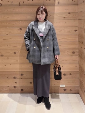 「アイテム（チェスターコート）」を使った、テソ子さん（レディース・162cm・30代）の冬コーディネート