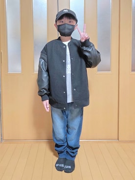 「アイテム（ブルゾン）」を使った、テソ子さん（キッズ・133cm）の冬コーディネート