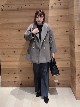 「アイテム（チェスターコート）」を使った、テソ子さん（レディース・162cm・30代）の冬コーディネート