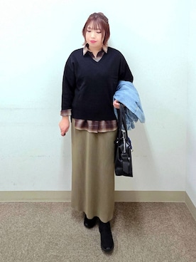 「アイテム（デニムジャケット）」を使った、テソ子さん（レディース・162cm・30代）の秋コーディネート