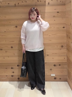 「GLOBAL WORK（グローバルワーク）のGOODデニムバギーパンツ/498388（デニムパンツ）」を使った、テソ子さん（レディース・162cm）の秋コーディネート