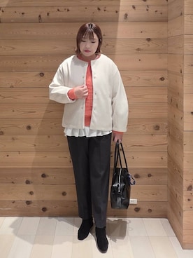 「アイテム（ノーカラーコート）」を使った、テソ子さん（レディース・162cm・30代）の秋コーディネート