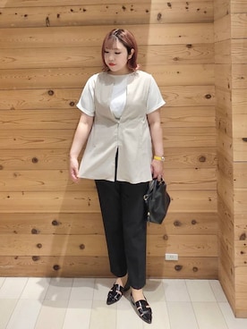 「アイテム（シューズ）」を使った、テソ子さん（レディース・162cm）の夏コーディネート
