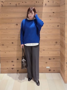 「アイテム（ボストンバッグ、ブラウン系）」を使った、テソ子さん（レディース・162cm）の冬コーディネート