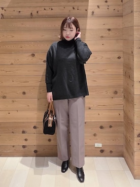 「アイテム（ボストンバッグ）」を使った、テソ子さん（レディース・162cm・30代）の冬コーディネート