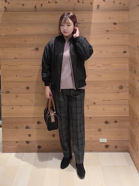 「アイテム（ブルゾン）」を使った、テソ子さん（レディース・162cm・30代）の秋コーディネート