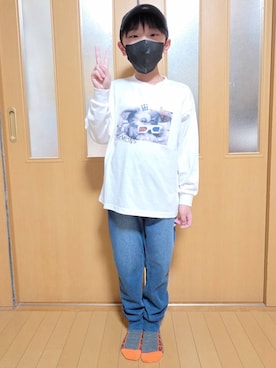「アイテム（帽子）」を使った、テソ子さん（キッズ・133cm）の秋コーディネート