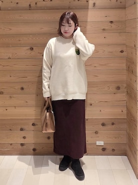 「アイテム（チェスターコート）」を使った、テソ子さん（レディース・162cm）の冬コーディネート