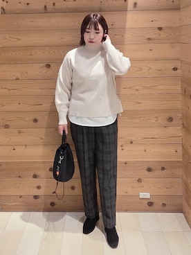 「GLOBAL WORK（グローバルワーク）のエアリュクスダウンフードブルゾン/495695（ダウンジャケット/コート）」を使った、テソ子さん（レディース・162cm）の冬コーディネート