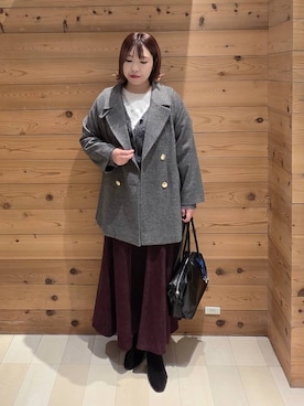 「アイテム（チェスターコート）」を使った、テソ子さん（レディース・162cm）の秋コーディネート