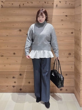 「GLOBAL WORK（グローバルワーク）のアイテム（ボストンバッグ）」を使った、テソ子さん（レディース・162cm）の冬コーディネート