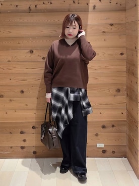 「アイテム（ボストンバッグ）」を使った、テソ子さん（レディース・162cm・30代）の秋コーディネート