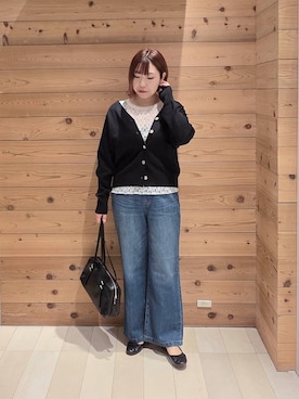 「GLOBAL WORK（グローバルワーク）のらくっション撥水バレエ/135873（バレエシューズ、ブラック系）」を使った、テソ子さん（レディース・162cm）の春コーディネート