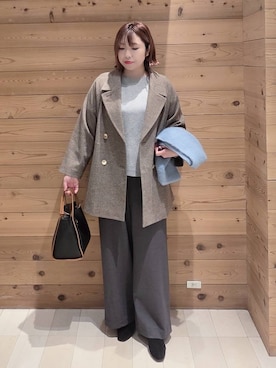 「アイテム（チェスターコート）」を使った、テソ子さん（レディース・162cm・30代）の秋コーディネート