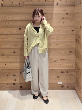 「GLOBAL WORK（グローバルワーク）のらくっション撥水バレエ/135873（バレエシューズ、ブラック系）」を使った、テソ子さん（レディース・162cm）の春コーディネート