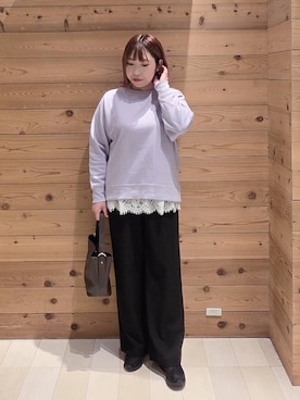 「GLOBAL WORK（グローバルワーク）のアイテム（スウェット）」を使った、テソ子さん（レディース・162cm）の冬コーディネート