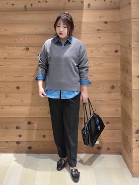 「GLOBAL WORK（グローバルワーク）のあったかウツクシルエットテーパードパンツ/575203（その他パンツ）」を使った、テソ子さん（レディース・162cm）の秋コーディネート