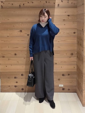 「体型カバー」｜「アイテム（チェスターコート）」を使った、テソ子さん（レディース・162cm）の冬コーディネート