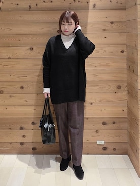 「GLOBAL WORK（グローバルワーク）のアイテム（ボストンバッグ）」を使った、テソ子さん（レディース・162cm）の冬コーディネート