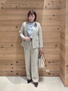 「GLOBAL WORK（グローバルワーク）のアイテム（ノーカラージャケット）」を使った、テソ子さん（レディース・162cm）の冬コーディネート