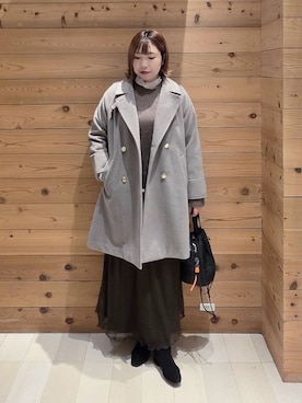 「体型カバー」｜「アイテム（チェスターコート）」を使った、テソ子さん（レディース・162cm）の冬コーディネート