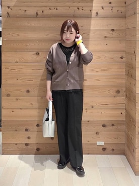 「GLOBAL WORK（グローバルワーク）のエアかる厚底ローファー/136031（ローファー、ブラック系）」を使った、テソ子さん（レディース・162cm）の春コーディネート