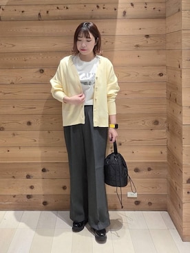 「GLOBAL WORK（グローバルワーク）のエアかる厚底ローファー/136031（ローファー、ブラック系）」を使った、テソ子さん（レディース・162cm）の春コーディネート
