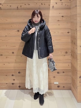 「GLOBAL WORK（グローバルワーク）のアイテム（ダウンジャケット/コート）」を使った、テソ子さん（レディース・162cm）の冬コーディネート