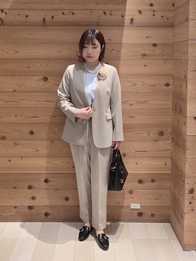 「GLOBAL WORK（グローバルワーク）のアイテム（ノーカラージャケット）」を使った、テソ子さん（レディース・162cm）の春コーディネート